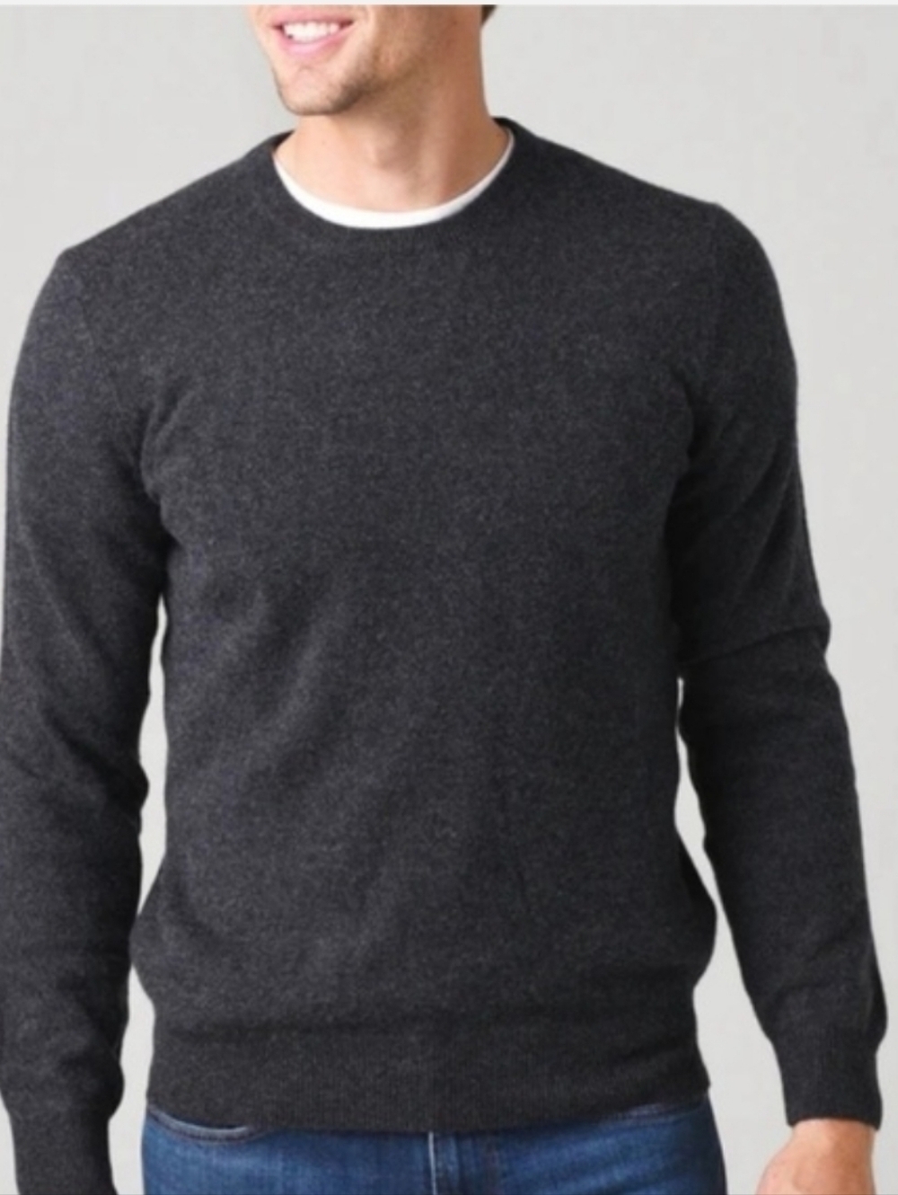 Naadam 100% Mongolian Cashmere Sweater Men’s L Charcoal Gray Crewneck Ultra Soft